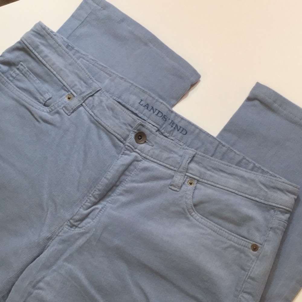 Lands End women’s cords 12, lt. blue straight leg